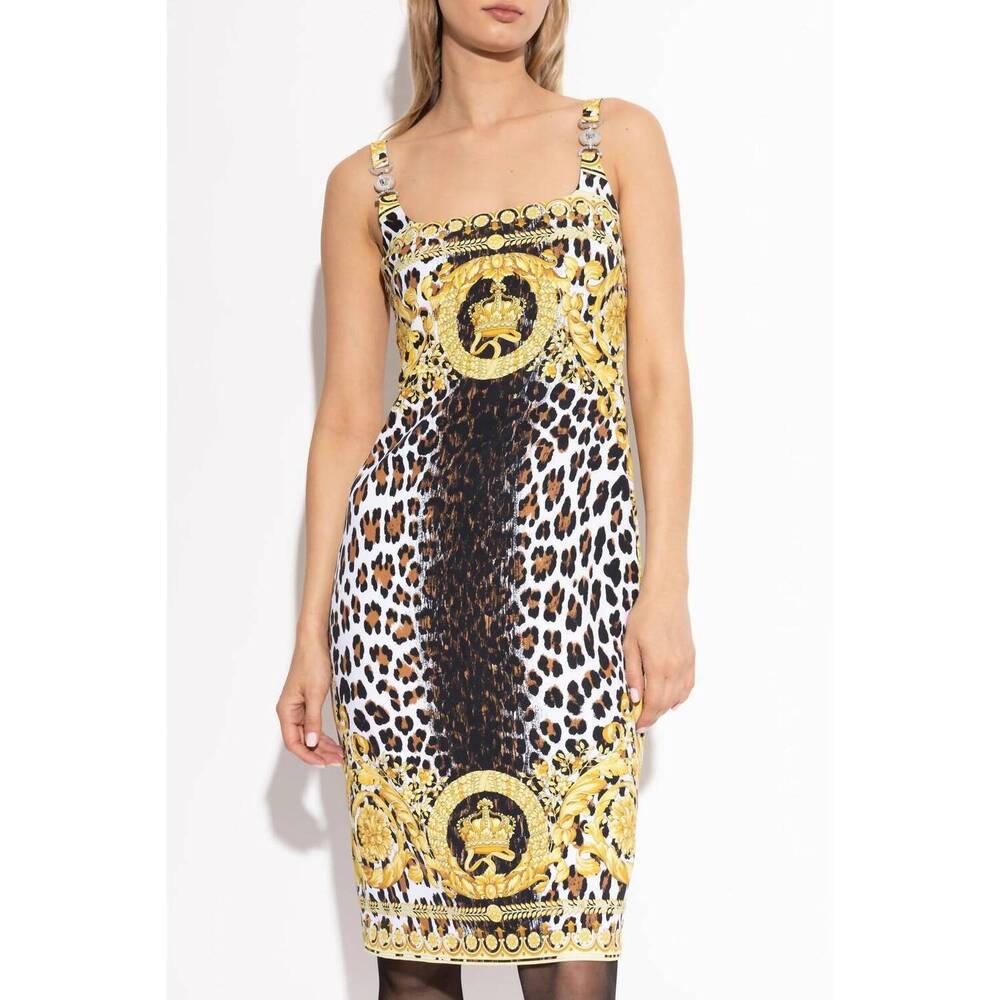 NEW VERSACE wild barocco dress in black/white/gold